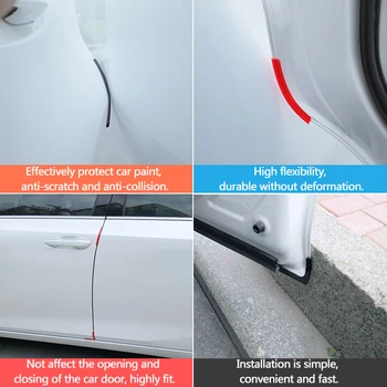 QHCP 4stk Bil Døren Strimler Anti Ridse Sticker Carbon Fiber Kant Beskyttende Strimler Side Døre Scuff Trim Klistermærker Til Sedan-Type