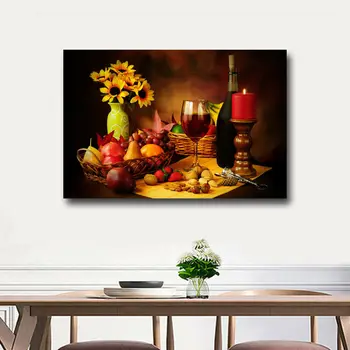 1 Stykker Stadig Liv Vin Og Candel Frugter Store Væg Kunst-Plakater Til Køkken Indretning HD Print På Lærred Maleri Soveværelse