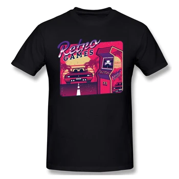80'er Retro Gaming Maskine, Arcade T-Shirt Plus Size Bomuld Tilpassede kortærmet Mænd Tøj