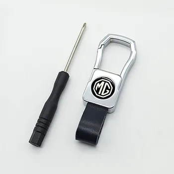 MG - logo bil nøglering enkel talje hængende spænde låget med læder vedhæng zink legering metal spænde små gaver