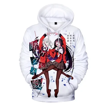 Japansk Kawaii Anime Tegnefilm Kakegurui 3D Hoodie Sweatshirt Mænd / Kvinder Unisex Lange Ærmer Casual Streetwear Pullovere