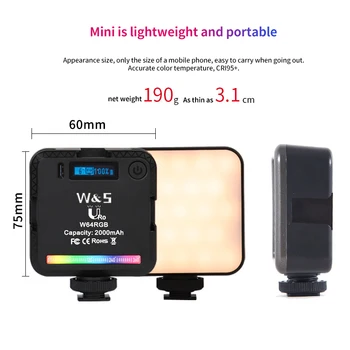Mini RGB Video Lys Til Fotografering 2000mAh Fotografiske Leverer LED-Kamera Lys Vlog Møde Fyld Lys Live Udsendelse