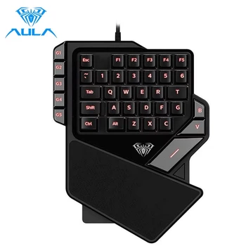 AULA med Én hånd Gaming Keyboard Backlight Farve 27keys Anti-Ghosting Bærbare Mini-Gaming Tastatur-Controller til Bærbar Computer