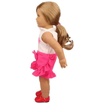 18 Tommer American Doll Kaktus Tøj Rose Rød Bue-knude Lace Shorts+T-shirt Tøj, der Passer Til 43cm Ny Født Baby&OG,DIY Pige Dukker