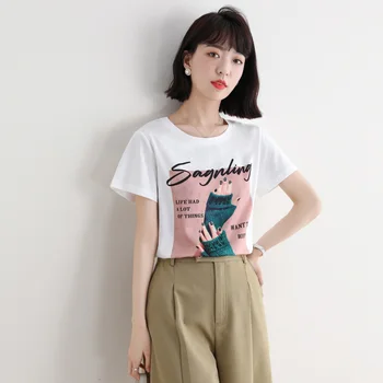 BETHQUENOY Toppe 2021 Bomuld Hvid t-Shirt Sommer Tøj Til Kvinder Chemise Femme Camisetas Mujer Manga Corta Korte Ærmer