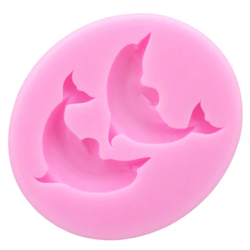 Pink Delfin Formede Fudge Kage Bagning Skimmel Køkken Kage Og Chokolade Udsmykning Værktøjer Silikone Formen