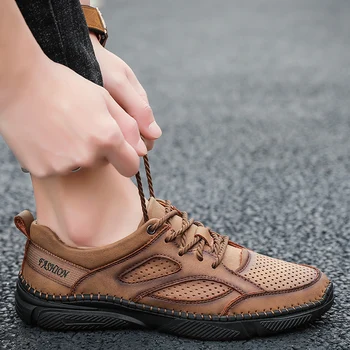 Summerfashion sapato informales masculino mesh, læder sapatos for casuales åndbar casual sapatenis sort sneakers sport