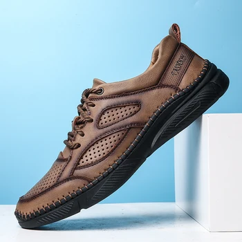 Summerfashion sapato informales masculino mesh, læder sapatos for casuales åndbar casual sapatenis sort sneakers sport