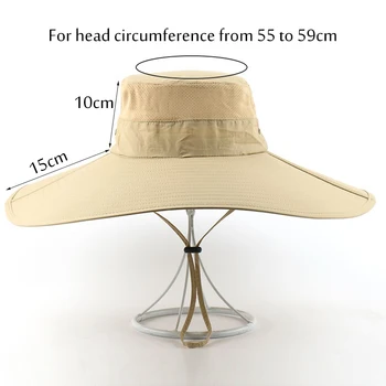 CAMOLAND 15CM Super Lang Wide Brim Anti UV solhatte Kvinder Mænds Udendørs Vandtæt Fiskeri Hat hurtigtørrende, Åndbart Bucket Hat