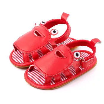 Spædbarn Baby Sko Toddler Lejligheder Hot Salg Rund Tå Anti-slip Gummi Blød Tunge Nyfødte Baby Læder Sandaler Første Walker