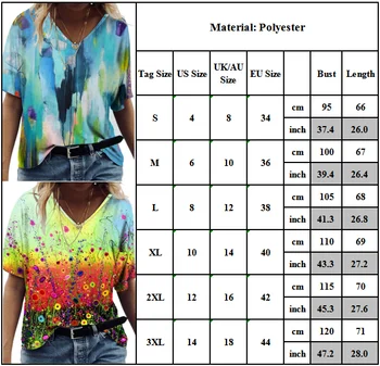 Cofekate t-shirts til Kvinder kortærmet Sommer T-Shirt Trykt med V-Hals Casual Toppe Plus Størrelse