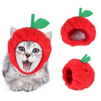 1STK Pet Hat Plys Kreative Dejlig Apple Frugt Pet Kostume Hat Pet Sjove Hat Pet Kostume Tilbehør Pet Party Cosplay Kjole