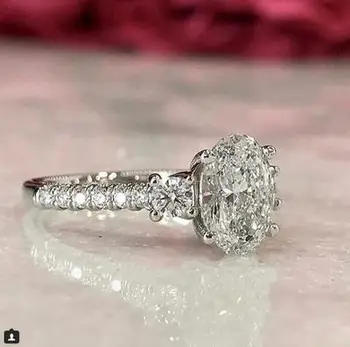 Enkel Cubic Zircon bryllupsfest Ringe til Kvinder Girl Smykker Gave 925 Sølv Krystal Forslag Finger Temperament Ringe
