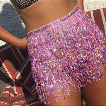 Paillet Mini Skirtes 2021 Hot FASHION Kvinder Danser Kostume женские юбки Kvast Wrap Club Party Gave Drop Shipping