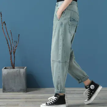 Foråret Damer Retro High-waisted Harlan Jeans 2021 Nye High-waisted Beskåret Bukser Casual Mode til Alle-match Street Style