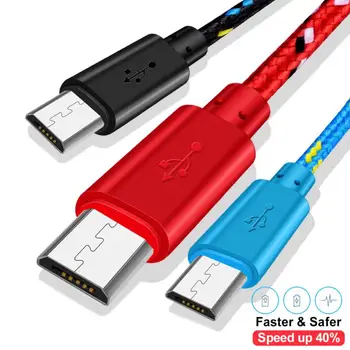 2-i-1 Flettet USB Oplader Data Sync Kabel Til Opladning Føre Til Android, Samsung Galaxy Og Andre Mikro-USB-Enheder, datakabler