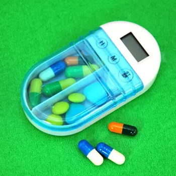 Smart vækkeur påmindelse medicin opbevaringsboks Elektroniske Timeren Pille Boks Dobbelt Gitter Kit Dobbelt-Pill Box