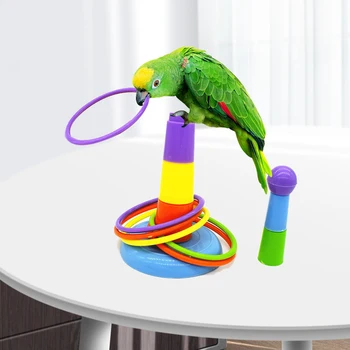 Fugl Toy Sæt Plastik Ringe Uddannelse Papegøje Intelligens Toy Kreative Højde Justerbar Kast Ring Fugle, Legetøj Fugl Forsyninger