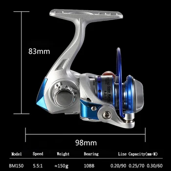 Nye Mini fiskehjul Spinning Hjul Lejer 5.2: 1 Metal Fisk Reel Udsøgt Spinning Hjul Fiskeredskaber Udendørs Værktøjer 150g