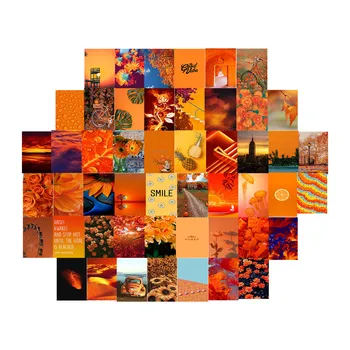 50stk Varm Orange Æstetisk Art Billeder Væg Plakat Collage Kit fotosamlinger Collage Varm Farve Værelse Væggen Soveværelse Indretning