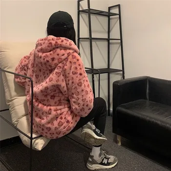 Pink Leopard Hættetrøjer Kvinder Jakke 2021 Nye Efterår Forår Harajuku Pullover Afslappet, Varm Kvinder Outwear mujer chaqueta