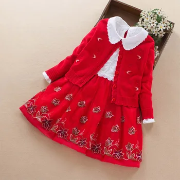 Piger sweater passer til to-stykke 2021 efteråret new style den lille pige kjole baby prinsesse kjole, blomst pige kjoler til bryllupper