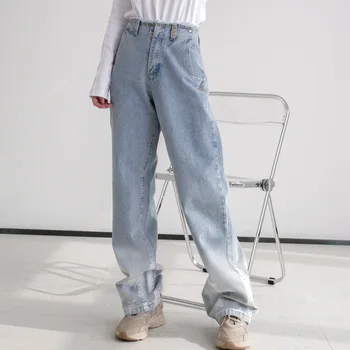 Løs Bred Ben Tie Dye Streetwear Mode Lange Jeans Straight Bukser, Vintage Flyve Fragt Denim Bukser Kvinder, Høj Talje Bukser