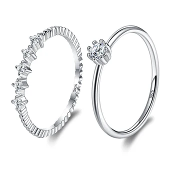 INALIS 925 Sterling Sølv Ringe-Sæt Til Kvinder 5A Klare Cubic Zircon Geometriske Romantisk Jubilæum Trendy Smykker Nye Ankomst
