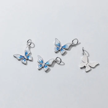 MEETSOFT Klassiske 925 Sterling Sølv Zircon Butterfly Charme i DIY Håndlavet Halskæde Fine Smykker engros Tilbehør Gave