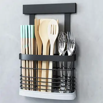 Puljen rack gratis perforeret Køkken armatur bord opskæring board storage rack rustfrit stål knivholder spisepind max Hylde