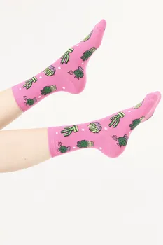3 par fra tyrkiet høj kvalitet bomuld happy socks women ' s sommer masse pack engros socs design pink grøn kaktus plante, urt