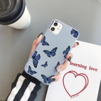 Butterfly Daisy Blomst Phone Case For iphone 12 11 Pro Max 12 Mini X XR Xs Max 8 7 6 6s Plus SE 2020 Blød Silikone Telefonen Sag