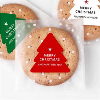 50stk/Masse 5Sheets Glædelig Jul Fyrretræ Rød Grøn Hvid Emballage Forsegling Label Kraft Mærkat Bagning DIY Gave Stickers