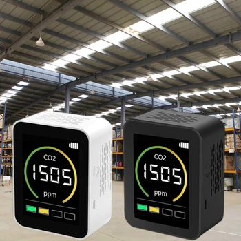 CO2-Air Quality Monitor Gas Tester Detektor Analyzer Kuldioxid Meter med Temperatur Luftfugtighed Display 400-5000PPM