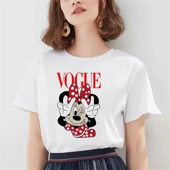 Disney Tegnefilm Mickey Tshirt Toppe Sommeren Afslappet Plus Size Kvinder T-shirts Ulzzang Hip Hop Streetwear Grafisk kortærmet Tshirt