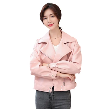 Læder Frakke Kvinder koreansk stil løs kort pu stegt street Western stil alle-match smuk 2020 Efteråret nye læderjakke