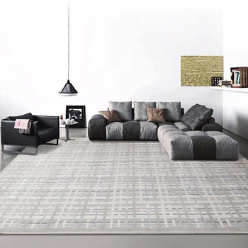 Moderne enkle, lette luksus grå stue gulvmåtte soveværelse tæppe solid farve geometriske hjem Nordisk stil, sofabord, tæppe