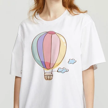 Oversize Kvinder T-Shirt 2021 Ballon Print af 90'erne koreanske Mode Top Kort Ærme T-Shirts Kvinde Tøj Damer Tee T-Shirt med O Hals