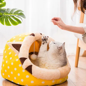 Vinter Varm Kat Bed Pet Flytbare Hus Sove Blødt underlag Kat Hus Pet Supplies for Små Mellemstore Store Pet