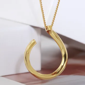 Simple Geometriske Vedhæng Kvinder Halskæde Nye Trendy Guld Farve Metallic Style Lange Vedhæng Pels Halskæde Retails Smykker