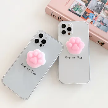 1stk Mode Pink 3D Squishy Cat Back cover til iPhone 12mini 11 Pro X Antal Tilfælde iPhone XS-XR 7 8 Plus Dækning