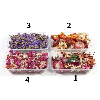 1 kasse med tørrede blomster bruges til DIY håndlavede smykker, aromaterapi harpiks slibende halskæde og vedhæng håndværk tilbehør