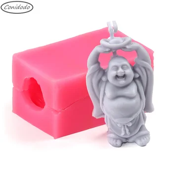 3D Kinesiske Laughing Buddha Design Silikone Lys Skimmel Udsmykning Silicona Forme til Voks, Harpiks Gips Håndværk Gør