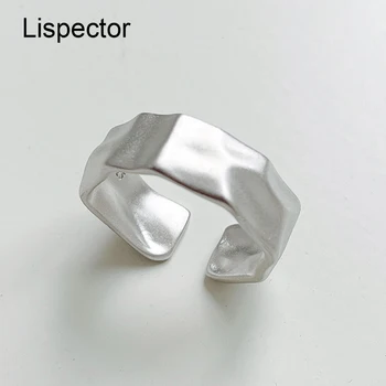 Lispector 925 Sterling Sølv koreanske Uregelmæssige Matte Ringe til Kvinder, Mænd Simple Konkav-Konveks Åben Ring Unisex Smykker Gaver