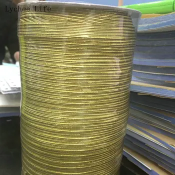 Lychee Liv 100M 5/6mm Guld Farve Polyester Elastisk Bånd Til Tøjet Diy Sy Tilbehør