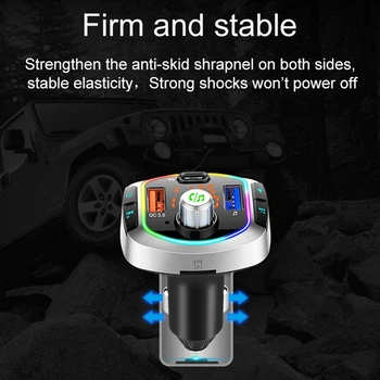 Bil Bluetooth mp3-afspiller, bil oplader 18WPD hurtig opladning multifunktionelle Bluetooth fm-senderen