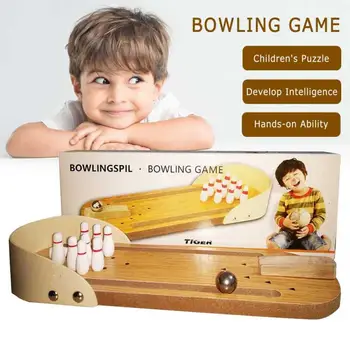 Desktop Bowling Spil family Fun Mini Træ-for Børn, Voksne Bolden brætspil'Toys