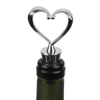 Rustfrit Stål Bryllupsgave Champagne Flaske Vin Prop Prop Vakuum Forseglet Barware Flaske Plug Hjerte Form