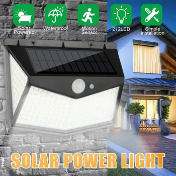 212 Led Solar Light Udendørs Sol væglampe LED Pære IP65 PIR bevægelsesføler Lampara Solar Belysning Haven Dekoration Lys 60W