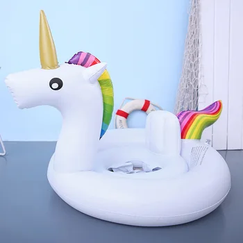 Hot Unicorn Baby Svømning Ring Spædbarn Svæver Pool Swimming Cirkel Oppustelige PVC Vand Sæde Med rygstøtte Anti-rollover